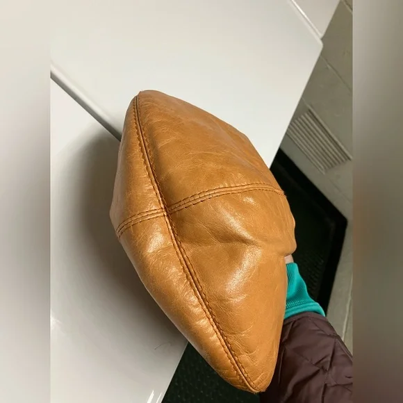 ASOS Leather Bag Purse Tan Ruched Bohemian Chic - Picture 16 of 17